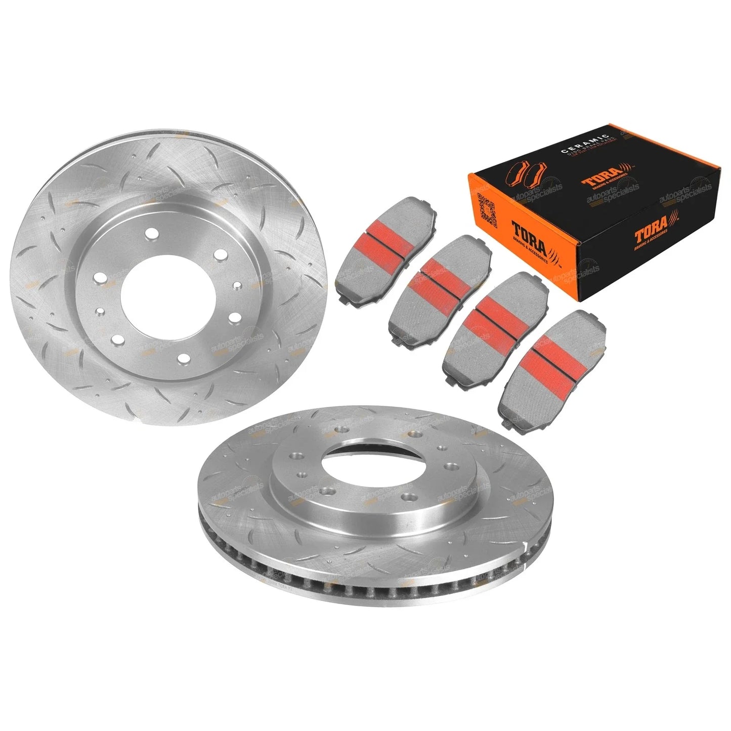 Front Slotted Dimpled 320mm Disc Brake Rotors + Pads for Triton MR (2018-2020)