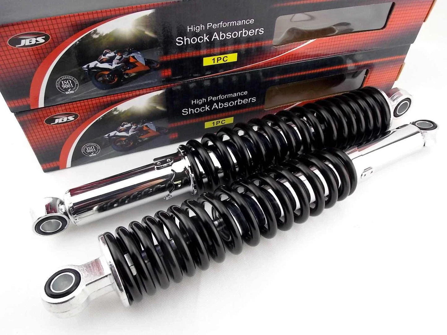 365mm JBS Black/Chrome Rear Shock Absorbers for Kawasaki KZ1300 (1979-1983)