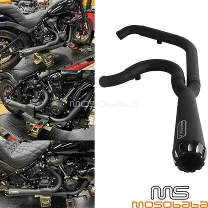 Full 2-into-1 Exhaust System for Harley Softail Standard FXST, Street Bob FXBBS