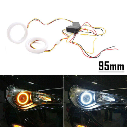 95MM White Amber Switchback LED Halo Rings for Car Headlight Retrofit