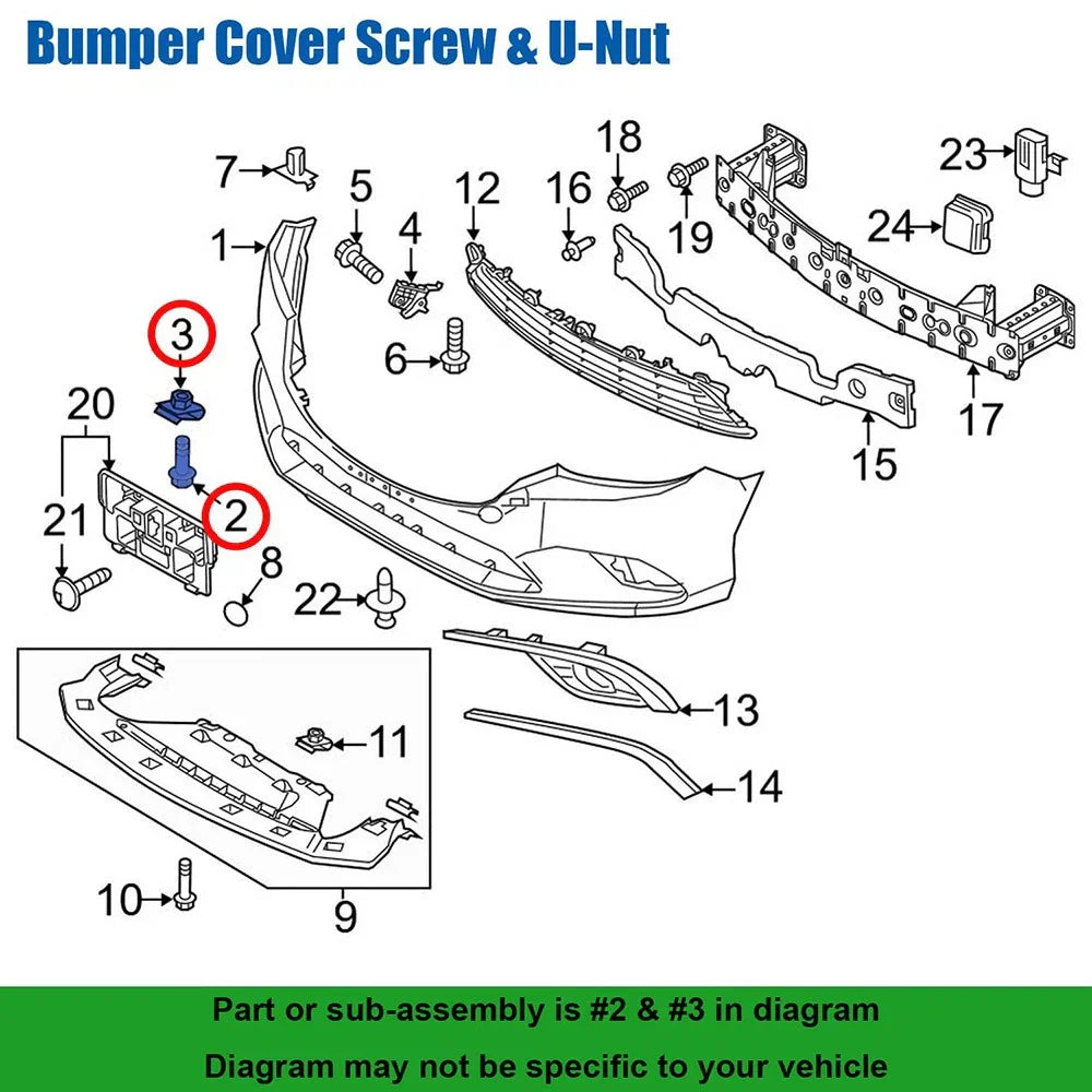 10 x Fender Liner Bumper Cover Splash Shield Screws & U-Nuts for Mazda 2-6