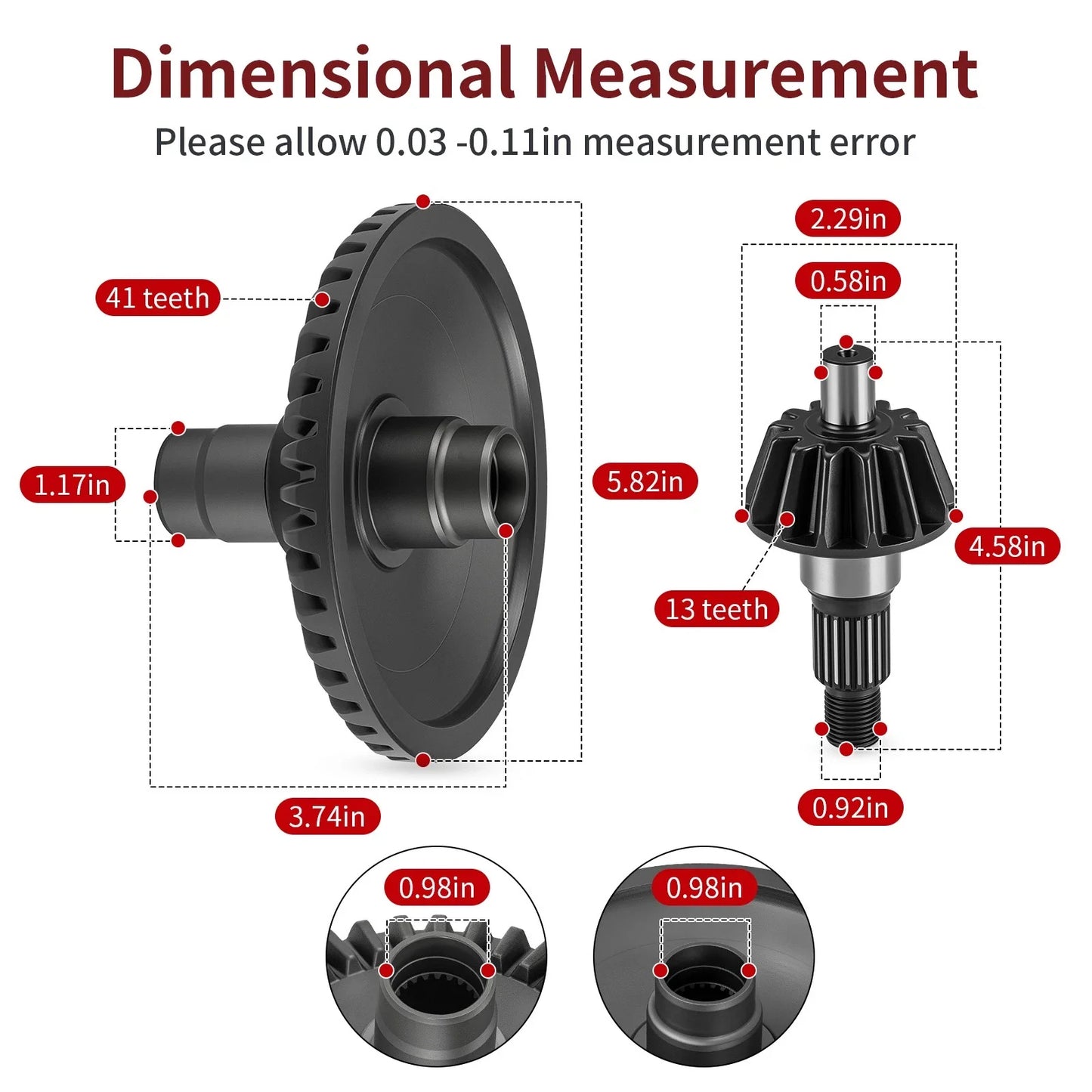 Rear Differential Gear Ring & Pinion for Honda Foreman Rubicon (2015–2019)