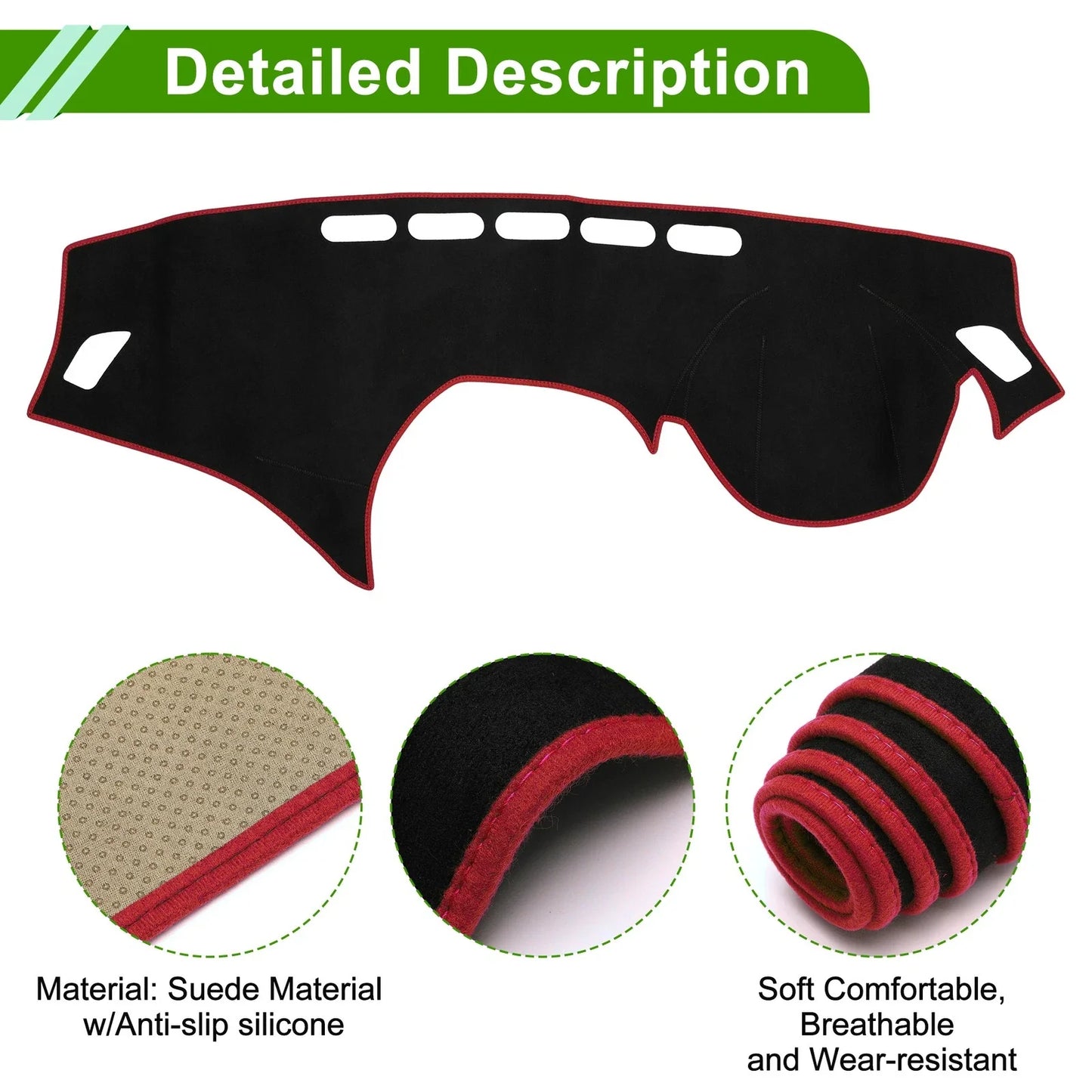 Dashboard Cover Mat for BMW 1 Series F20 (2012 - 2017) Sun Pad Black Red