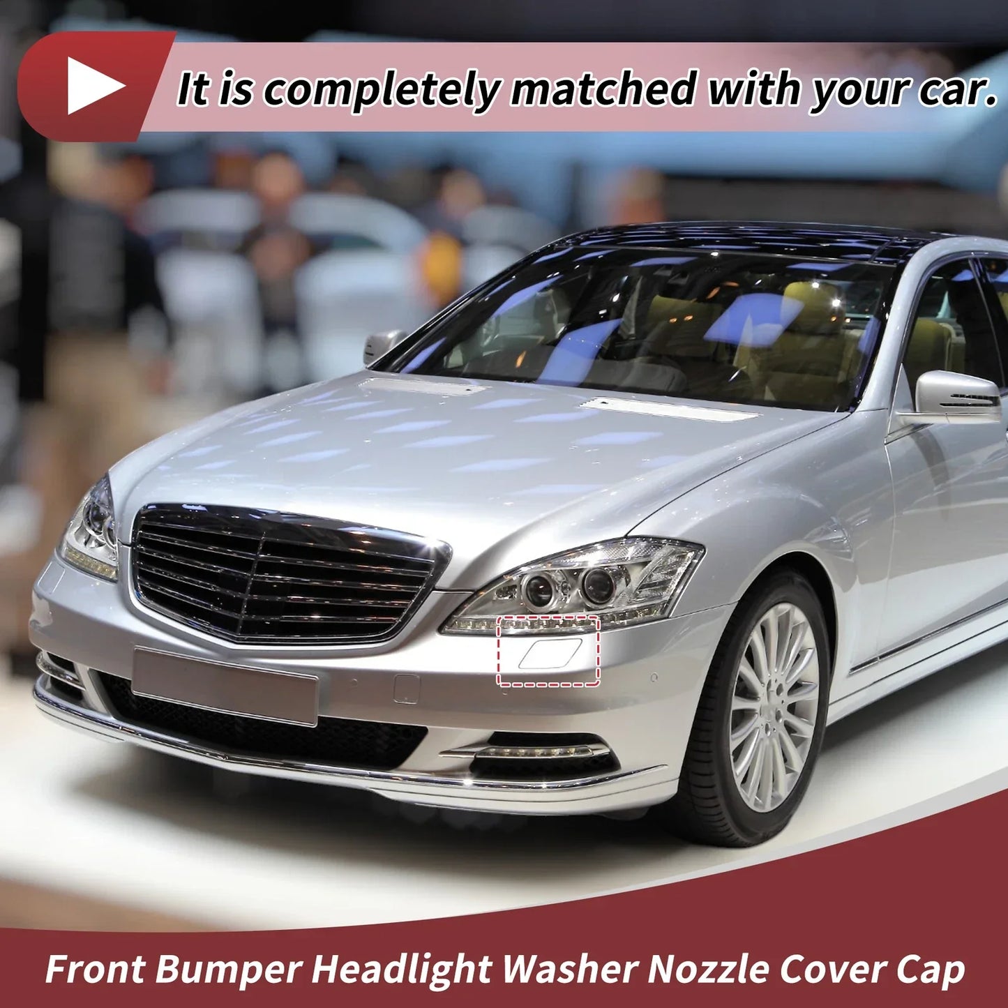 Front Left Washer Nozzle Cover for Mercedes-Benz S350 (2012-2013) Silver Tone
