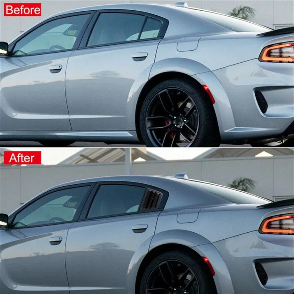 Rear Side Window Vent Louvers for Dodge Charger (2011-2021) Glossy Black