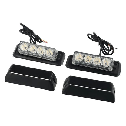 2 x 4-LED Amber Light Lamp Recovery Flashing Breakdown Strobe Grill 12-24V