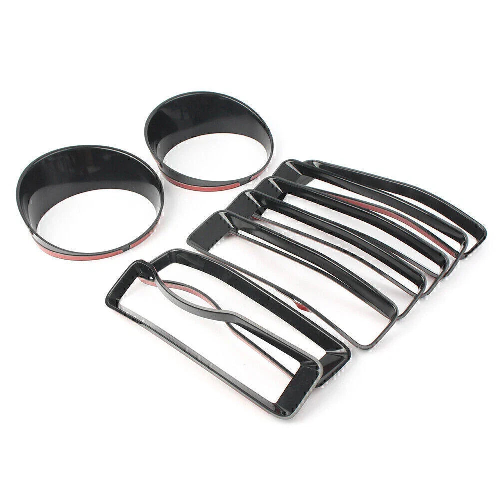 Black Front Grill Insert Headlight Trim Covers for Jeep Wrangler JL (2018)