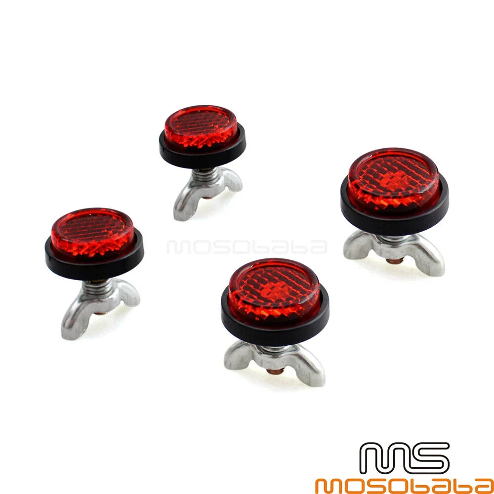 4X Motorcycle License Plate Reflectors for Universal Fit