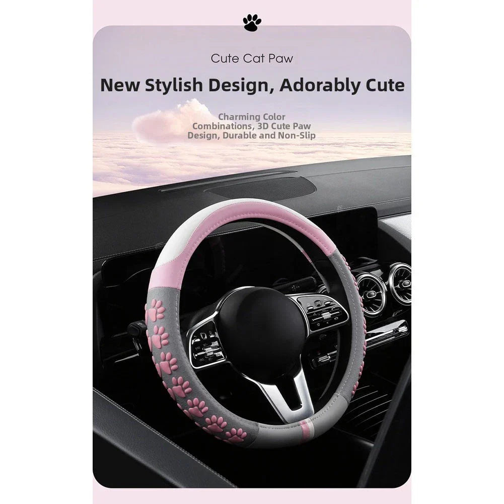 Cat Paw Silicone Steering Wheel Cover 36–38cm