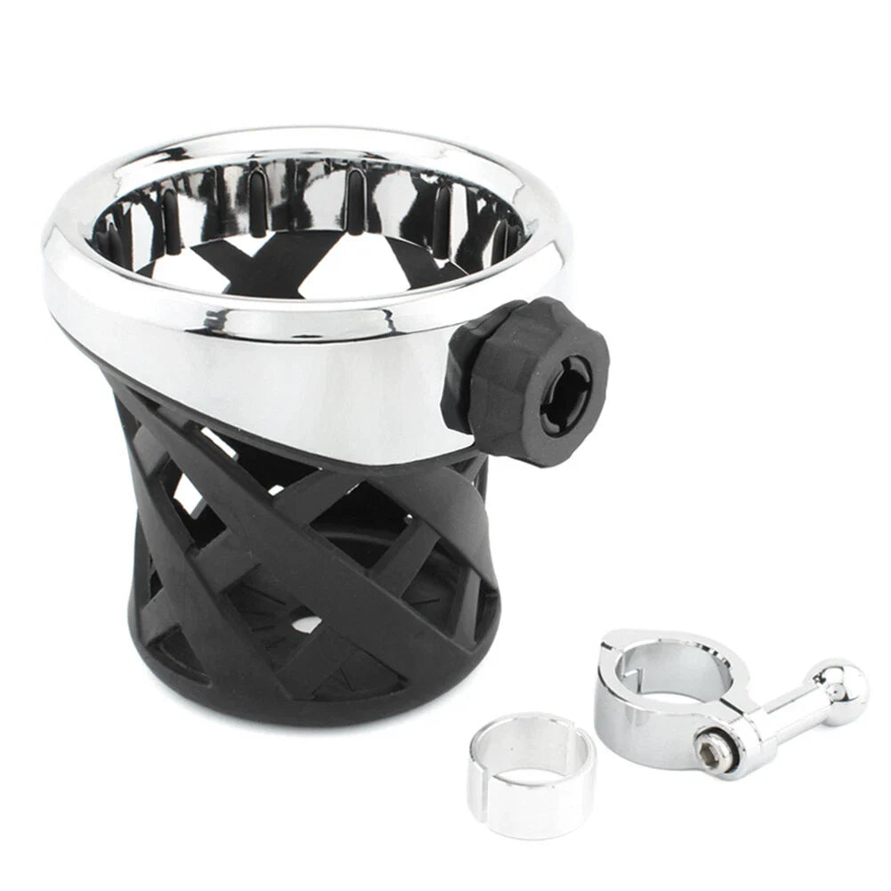 New Chrome Motorcycle Drink Cup Holder 7/8"-1" Clamp for Harley
