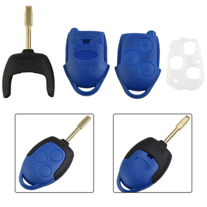 Key-Fob Case 3-Button BLUE Remote Cover for Ford Transit-MK7 (2006–2014)