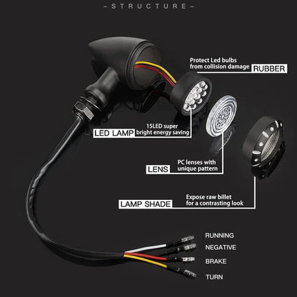 LED Turn Signal Indicator Lights for Motorcycle Red/Amber