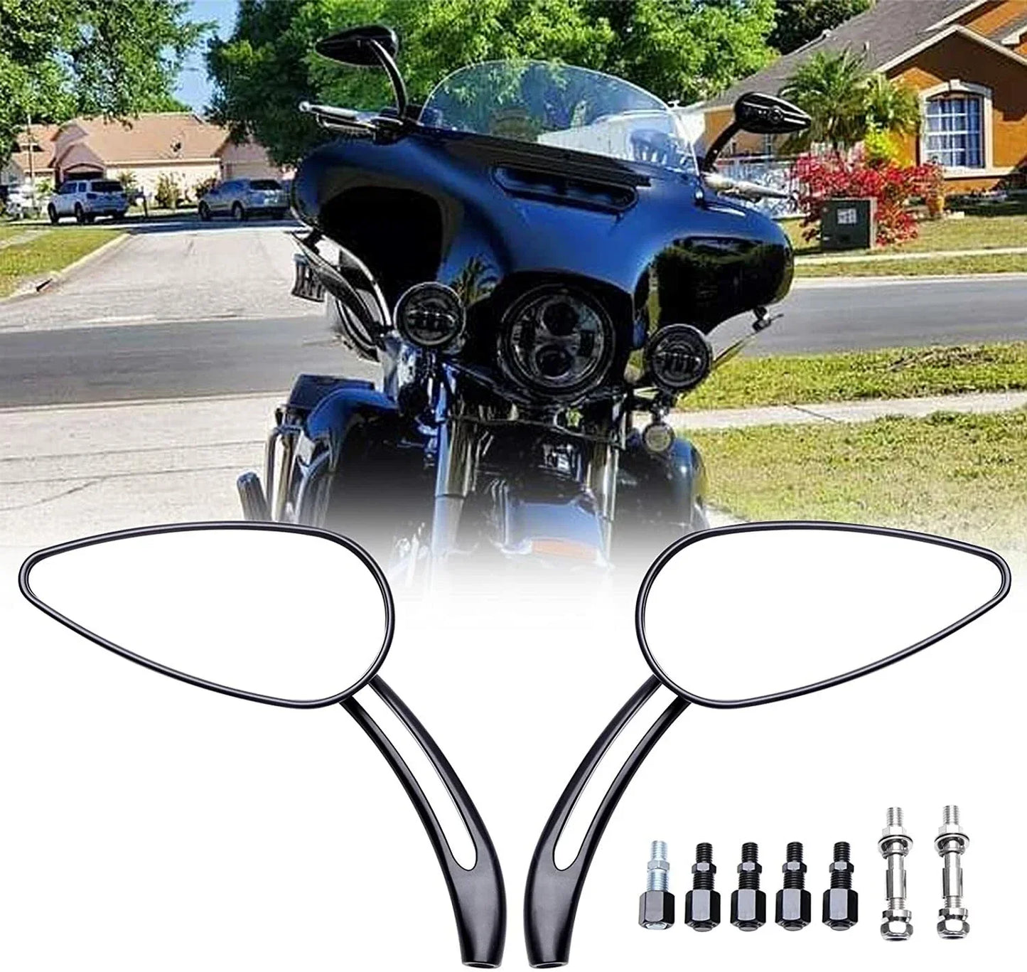 BLACK Rearview Mirrors with Skull Head for Harley-Davidson Fatboy (1990-2023)