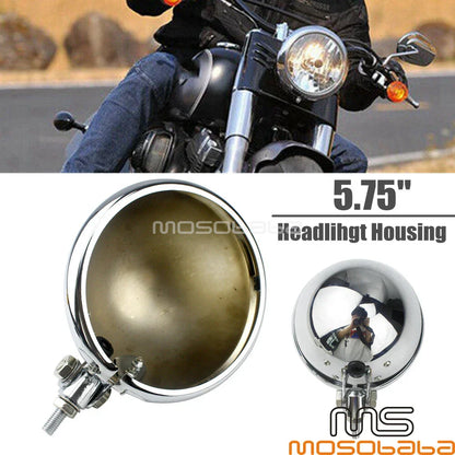 5.75" Chrome LED Headlight Housing for Harley Chopper Bobber
