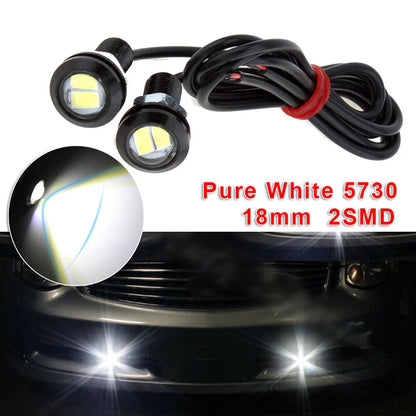 2pcs White Motorcycle Eagle Eye Lights Strobe Backup Lamps Mirror Mount
