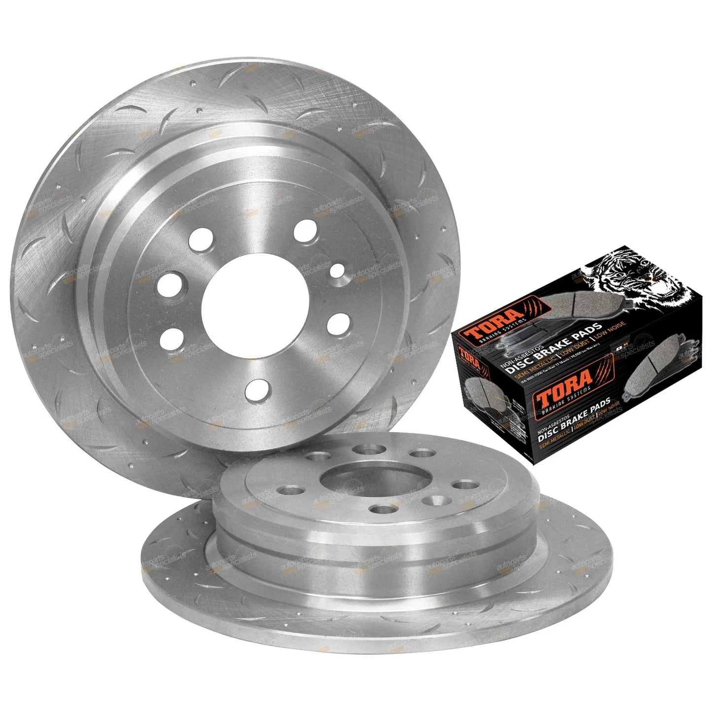 2x Rear Slotted Drilled Brake Rotors + Pads for Ford Falcon EF/EL (1994-1998)