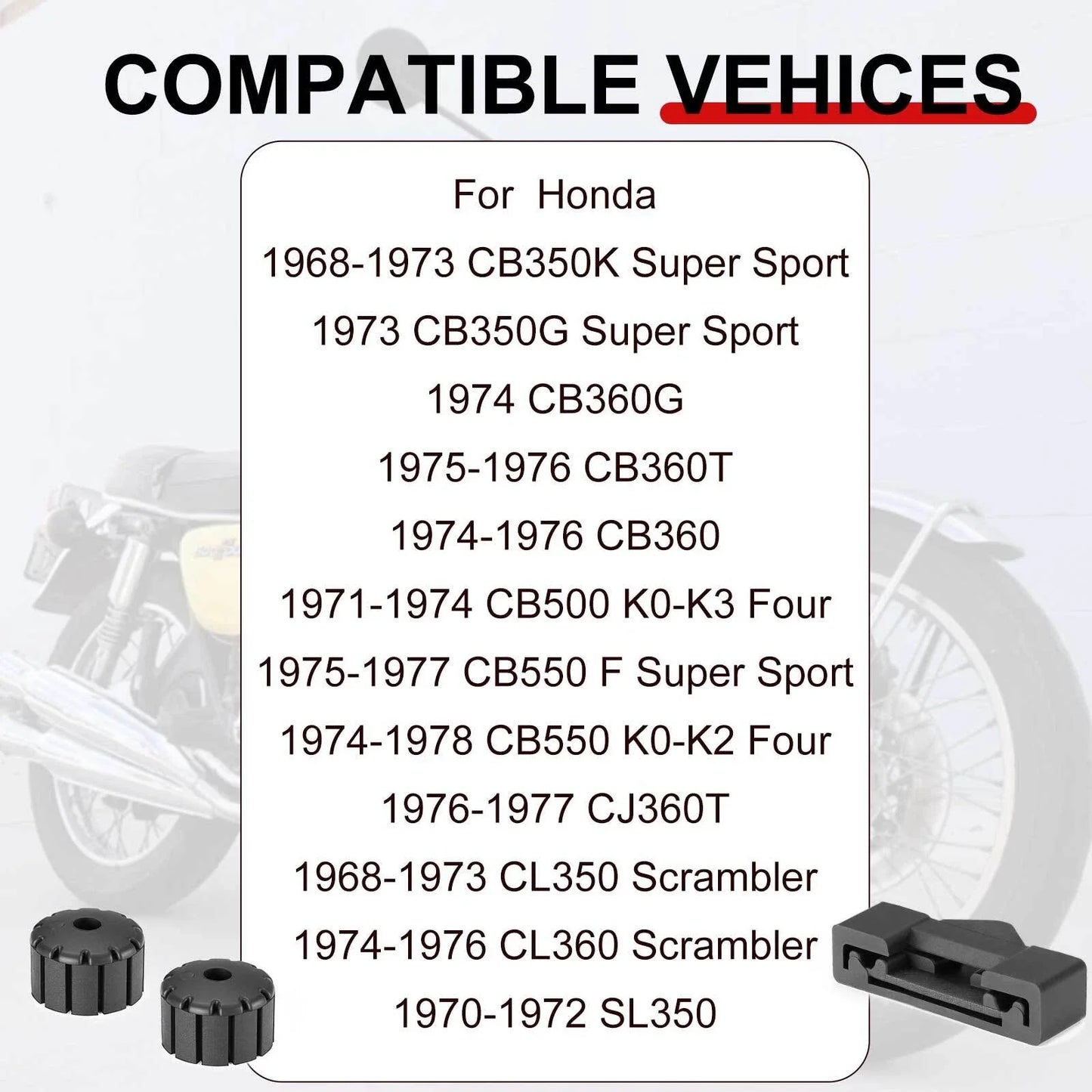 Front + Rear Fuel Tank Rubber Holder Kit for Honda CB350K SL350 (1968–1973)