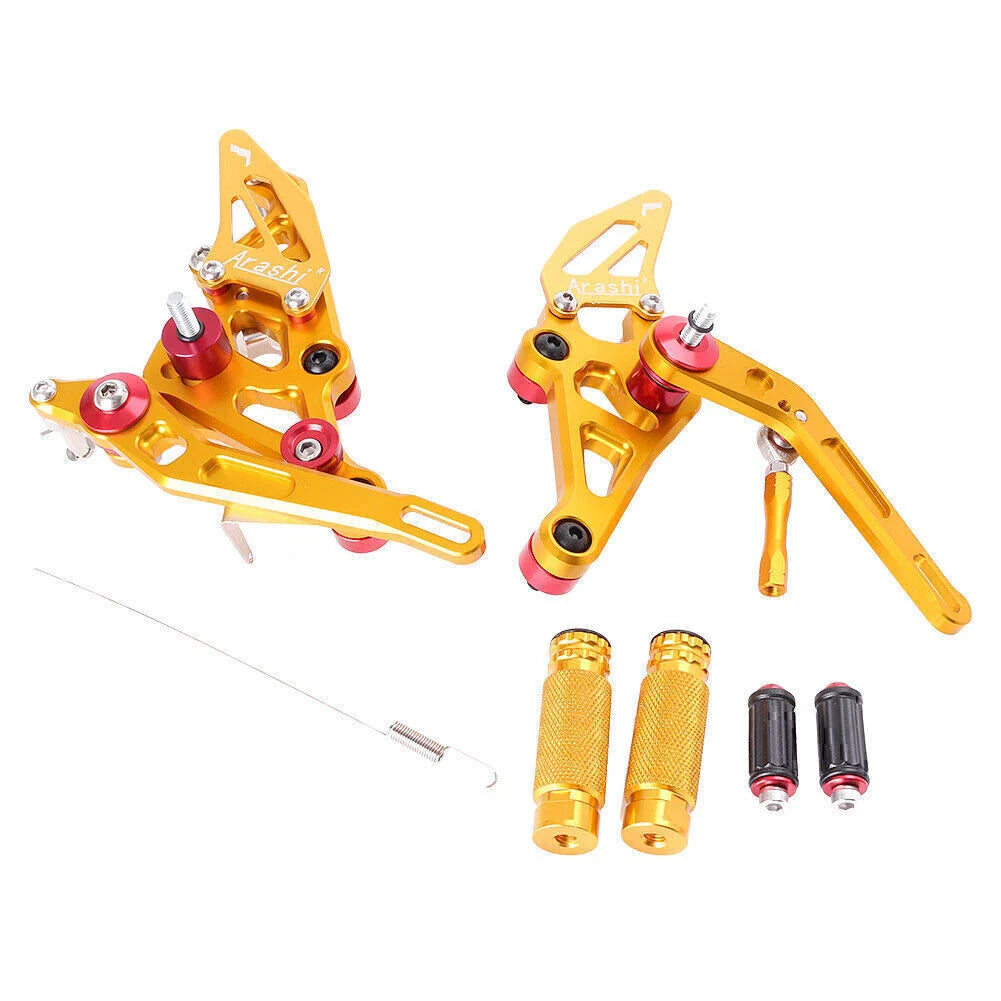 CNC Aluminum Adjustable Rearset Footpegs  Gold for Yamaha MT-07 (2014-2017)