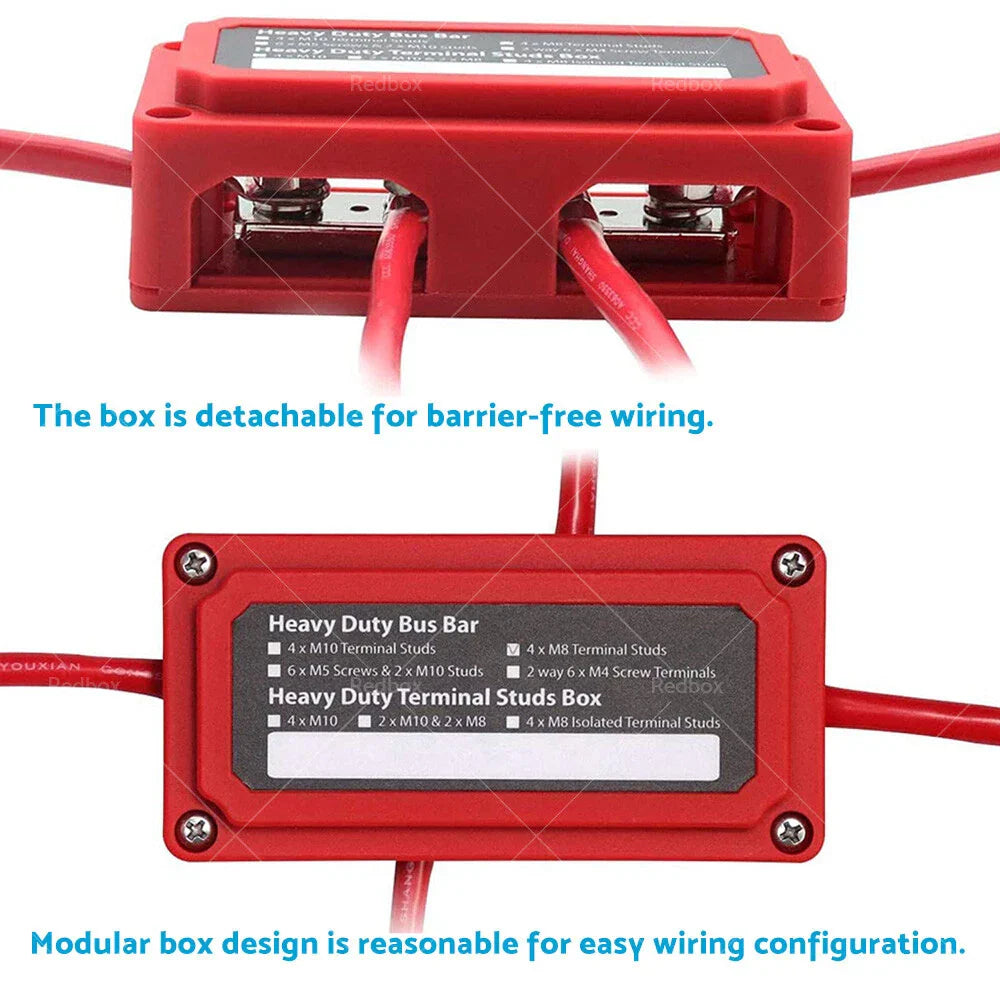Heavy Duty 300A M8 DC 12V-48V Power Distribution Box Terminal Block