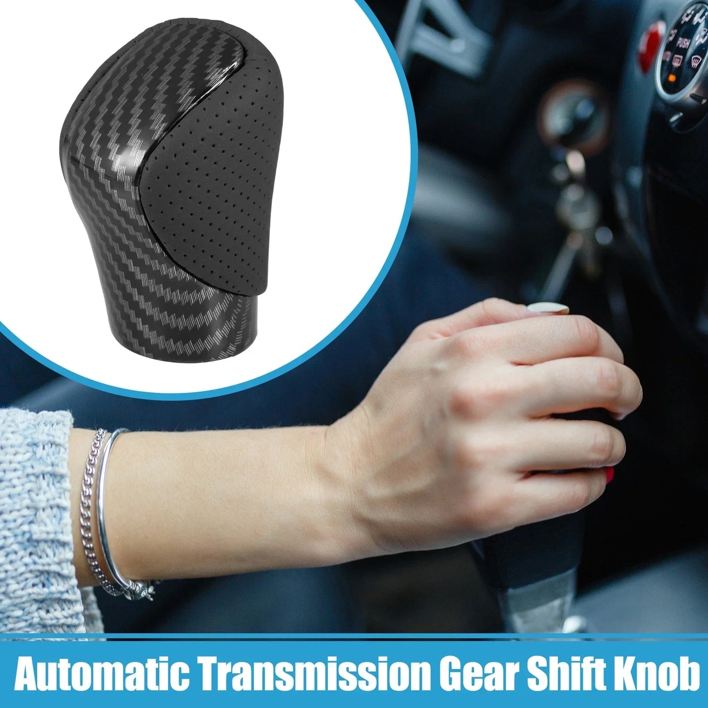 Automatic Gear Shift Knob for Lexus - Carbon Fiber Black Faux Leather