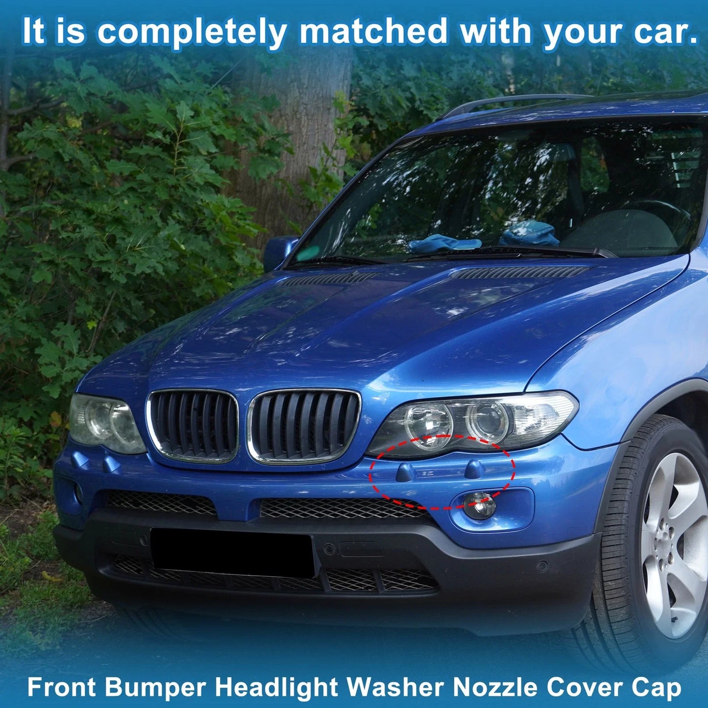 Front Left Washer Nozzle Cover Cap for BMW X5 (2000-2003) Black