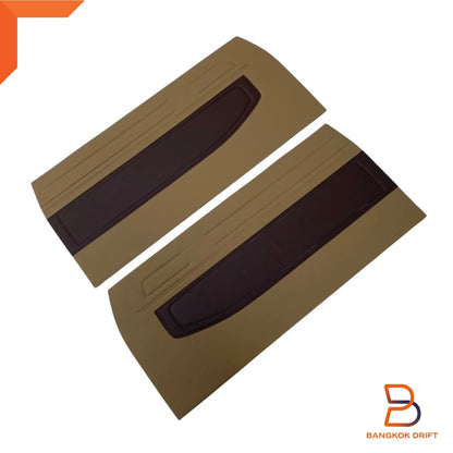 Brown Interior Door Panel Pair + Clips for Toyota Hilux Ute (78-83)