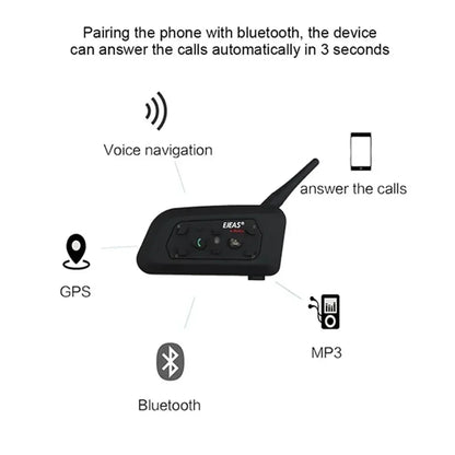 EJEAS V6 Pro Bluetooth Helmet Intercom for Motorcycle - 6 Riders