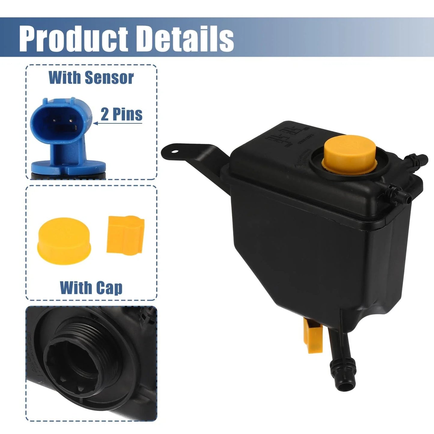 Coolant Radiator Reservoir Tank with Sensor for BMW 5 Series 6 Series