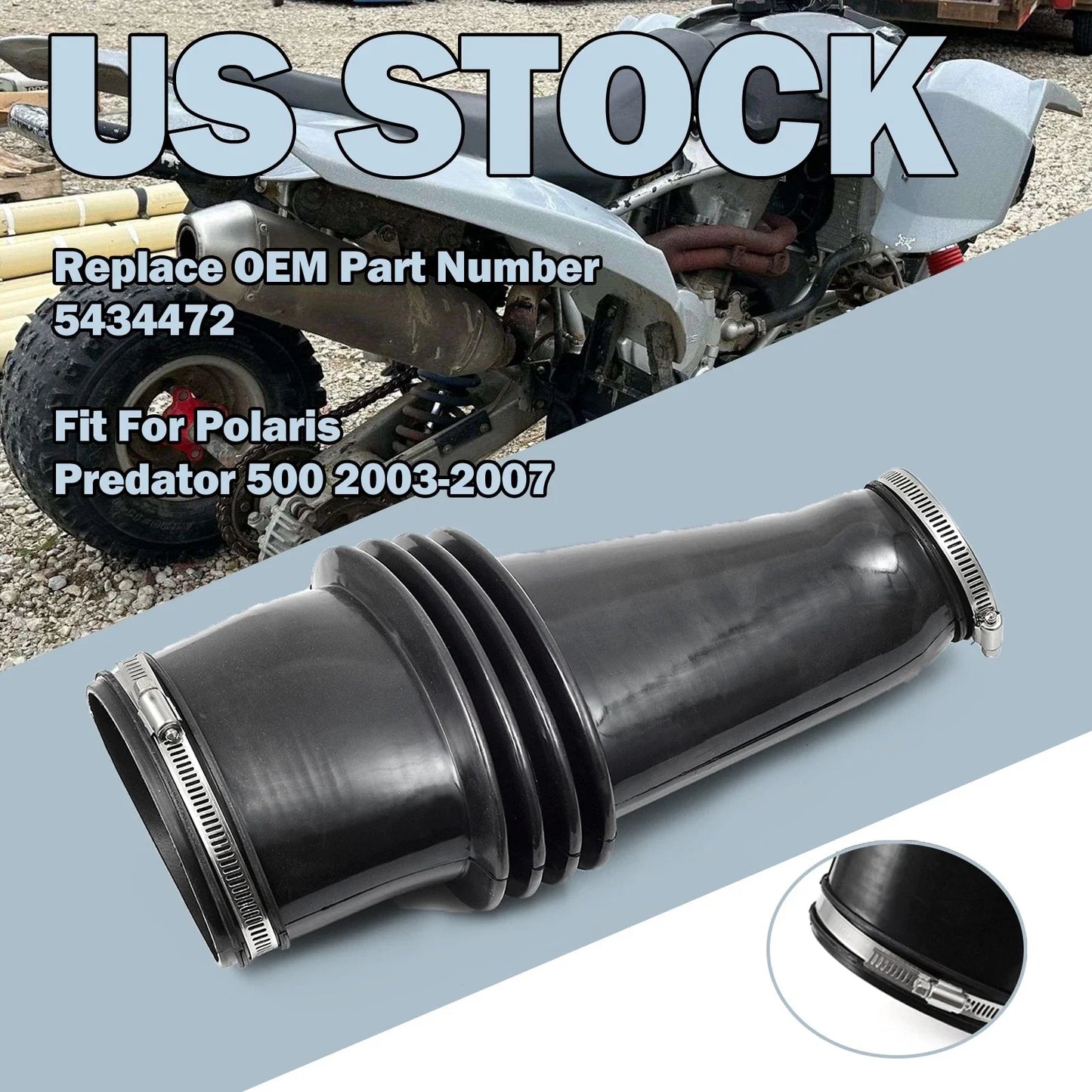 Air Box Intake Inlet Duct Tube Boot for Polaris Predator 500 (2003–2007)