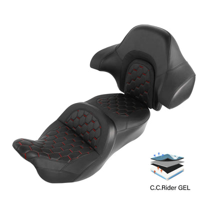 Driver Passenger Gel Seat Backrest for Harley Street Road Glide (2014-2023)