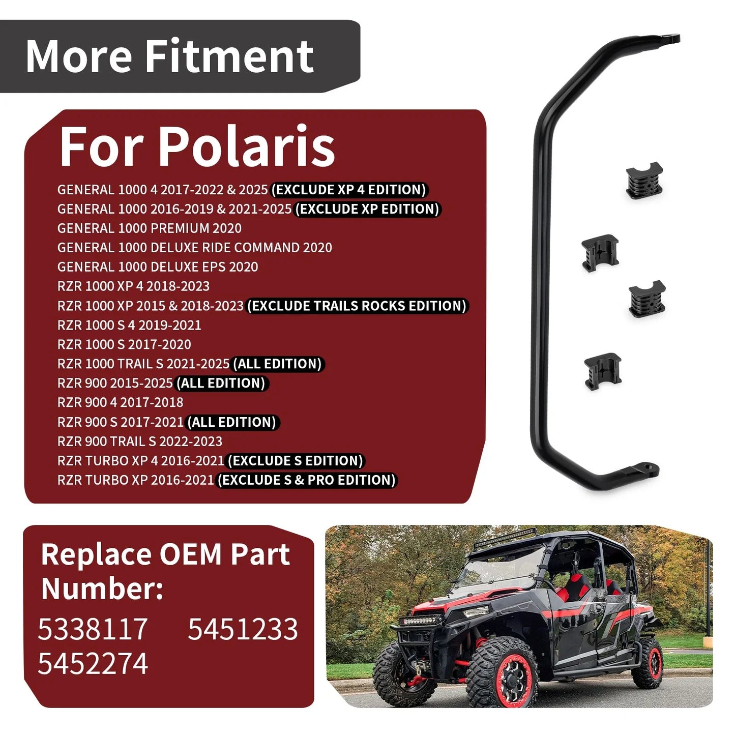 Stabilizer Sway Bar And Bushings Kit for Polaris RZR Turbo XP/XP 4 (2016–2021)