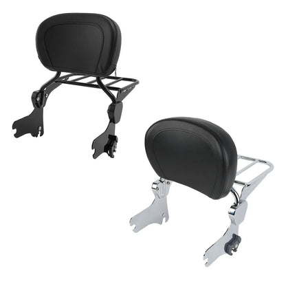 Chrome/Black Sissy Bar Backrest Luggage Rack for Harley Touring (1997-2008)