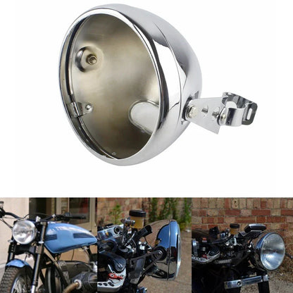 7" Chrome Round Headlight Bucket Mounting Housing for Harley Honda