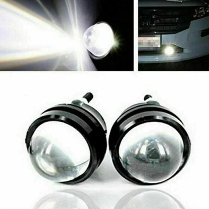 2 x LED White Fish Eye Car DRL 15W Projector Lens Fog Lamps Daytime Running Light