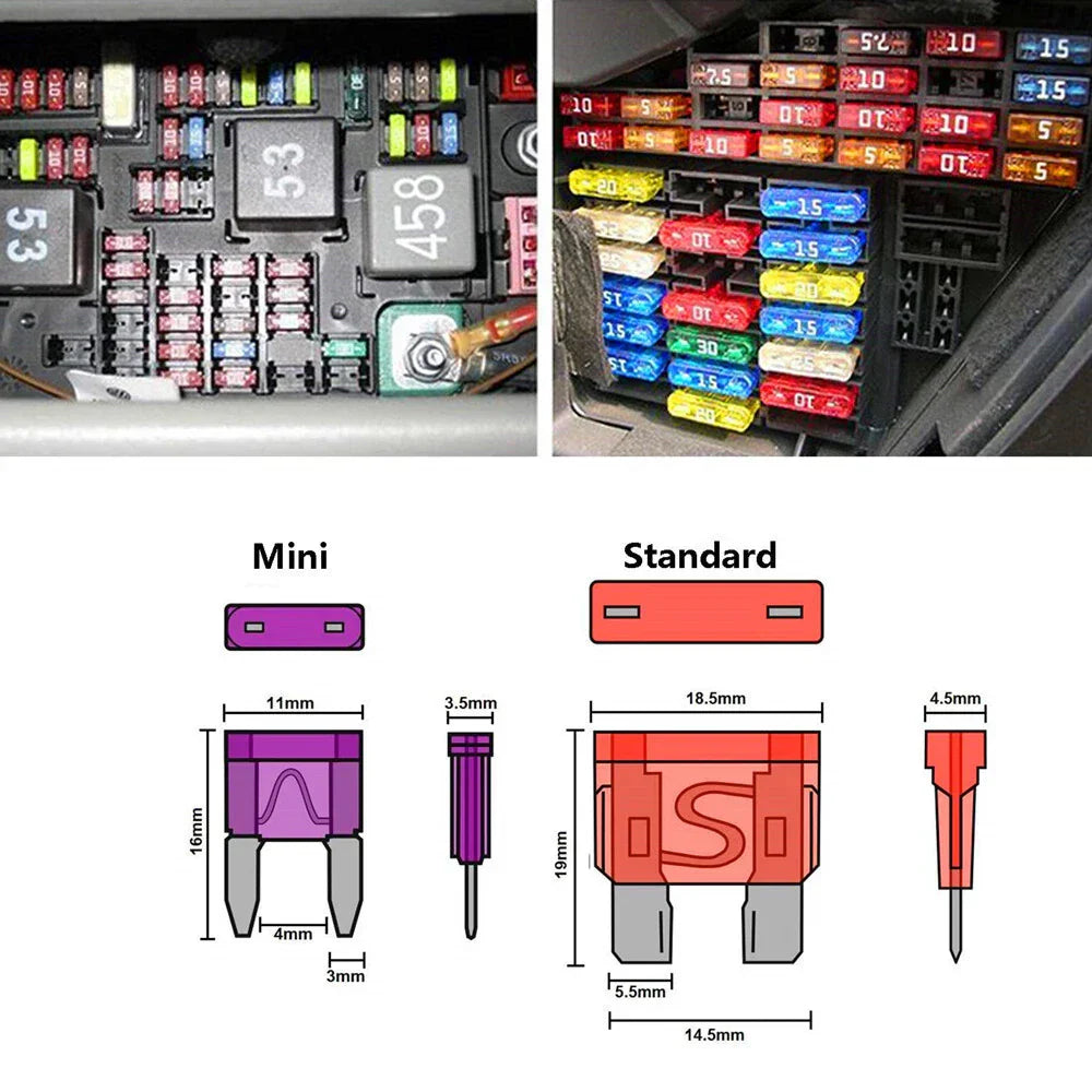 140Pcs Mixed Car Blade Fuse Kit Mini & Medium 5-30 AMP