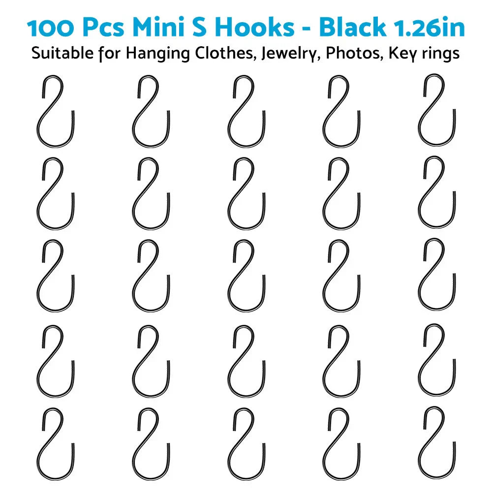 Small Metal S Shaped Hooks for Hanging Plants - Black