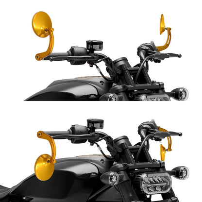 Gold Round Bar End Rearview Mirrors for Harley Sportster S (2021-2025)