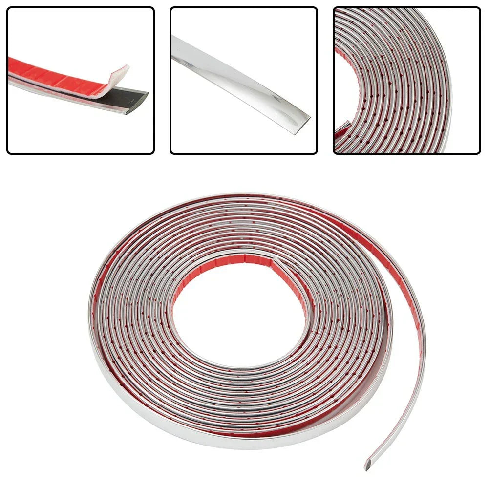 12mm x 5m Chrome Car Auto Moulding Strip Adhesive Bumper Protector
