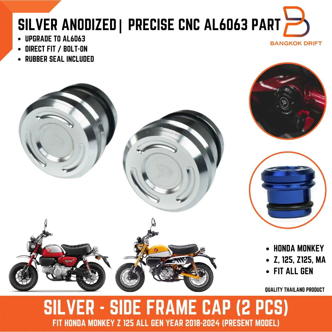 Silver Side Frame CNC Aluminium Cap for Honda Monkey 125 Z125 (2018-2024)