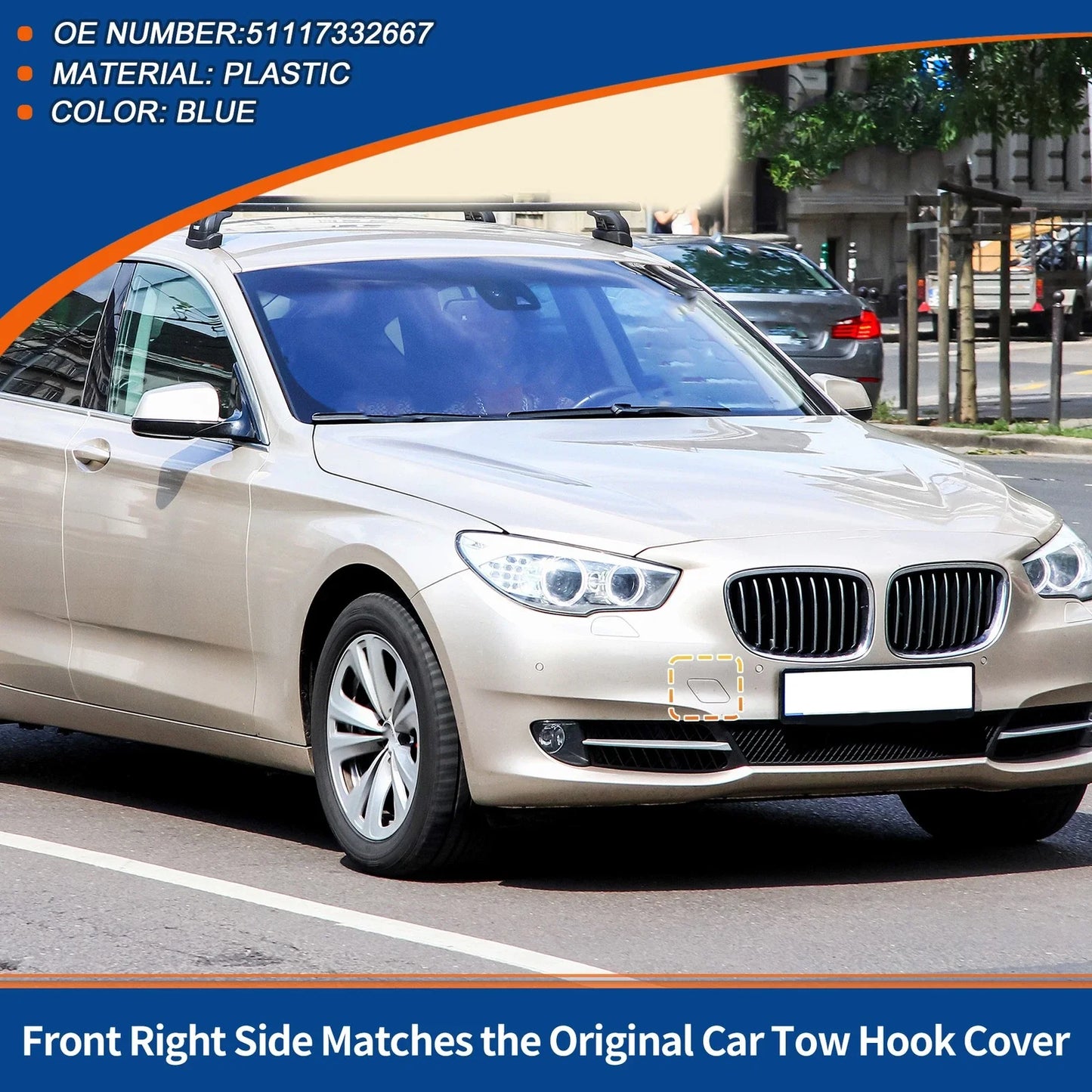 Front Right Tow Hook Cover for BMW 535i 550i GT Blue