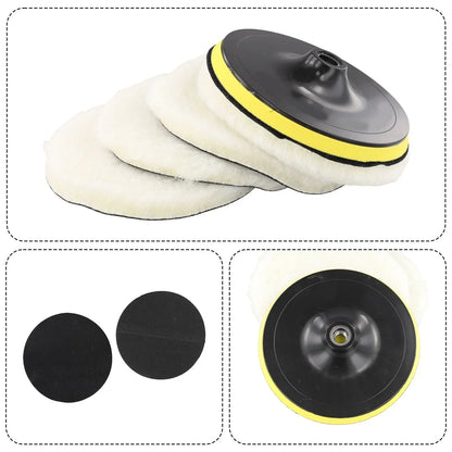 5 x Car Polishing Pads Waxing Cleaning Detailing Wool Bonnets Buffer Tool for Car