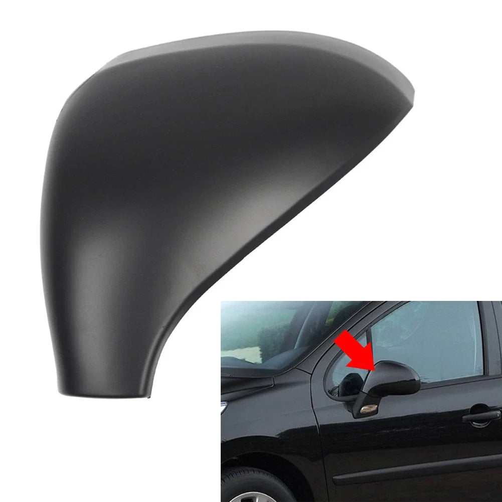 Left Door Side Rear View Mirror Cover Cap Matte Black for Peugeot 207 (2006-2015)