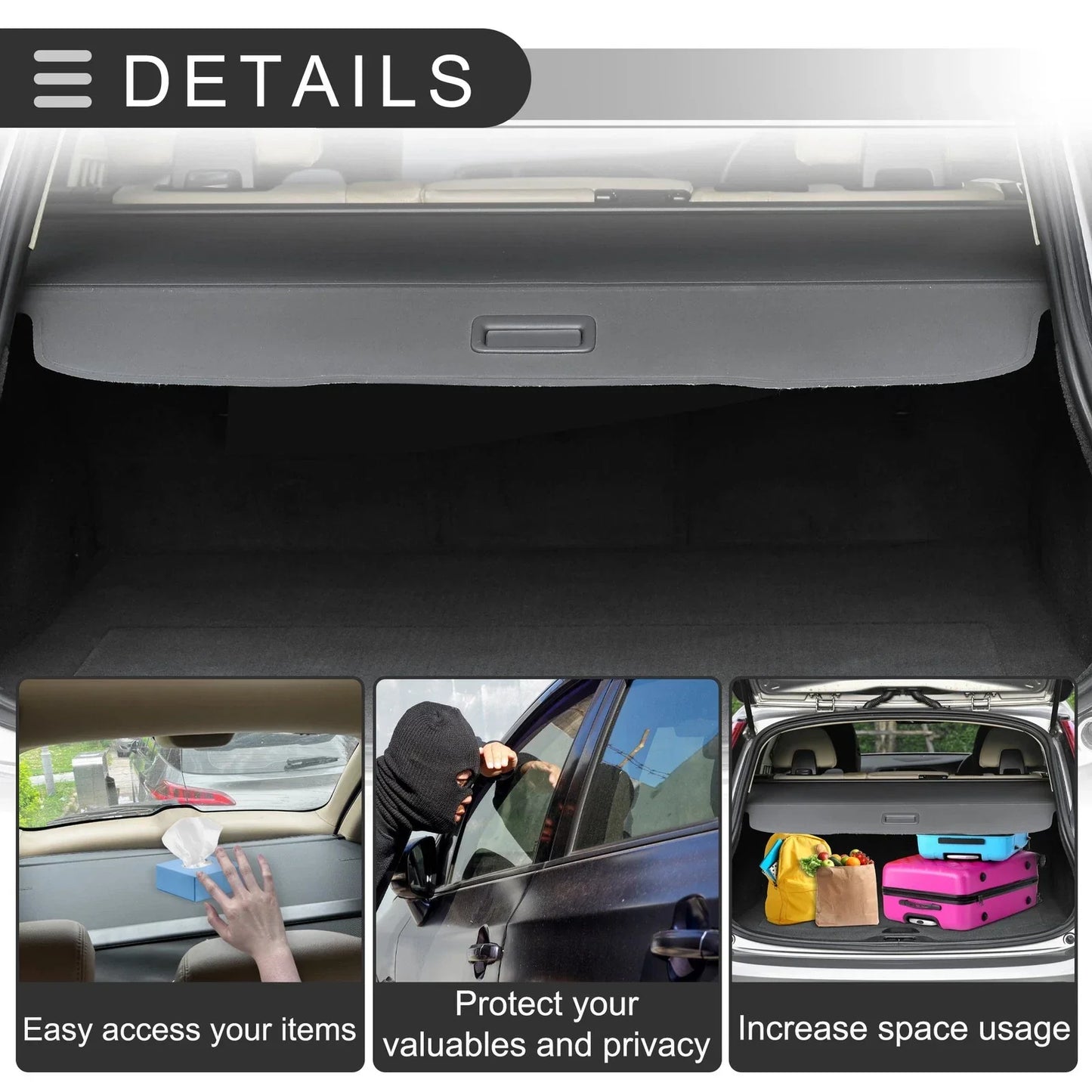 Retractable Cargo Cover for Honda CR-V 2012-2016 Rear Trunk Parcel Shelf