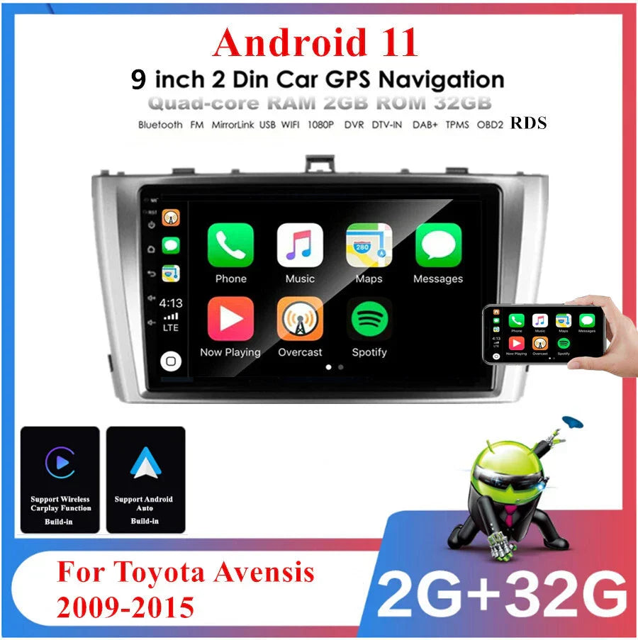 9" Android 11 Stereo Radio GPS  32GB for Toyota Avensis (2009-2015)