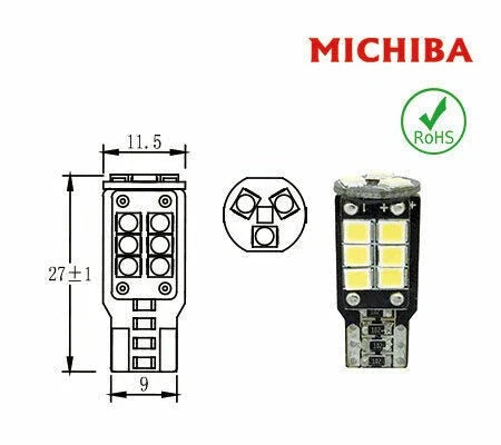 T10 wedge LED interior light 2pc 12V 6500K for Vehicles (2000–2024)