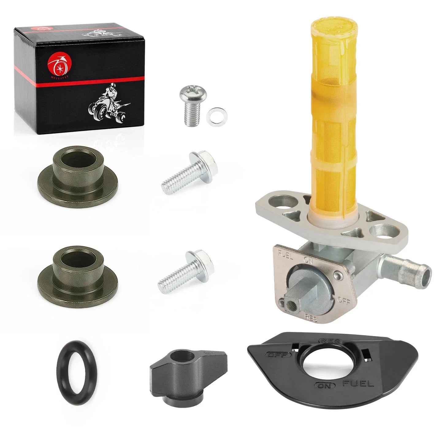 Fuel Valve Tank Petcock + Lever + Fuel Mark Plate for Honda TRX 450R 450ER