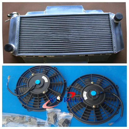 3 Row Aluminum Radiator + Fans for Ford Fiesta MK1 1.3/1.6 XR2 (1976-1983)