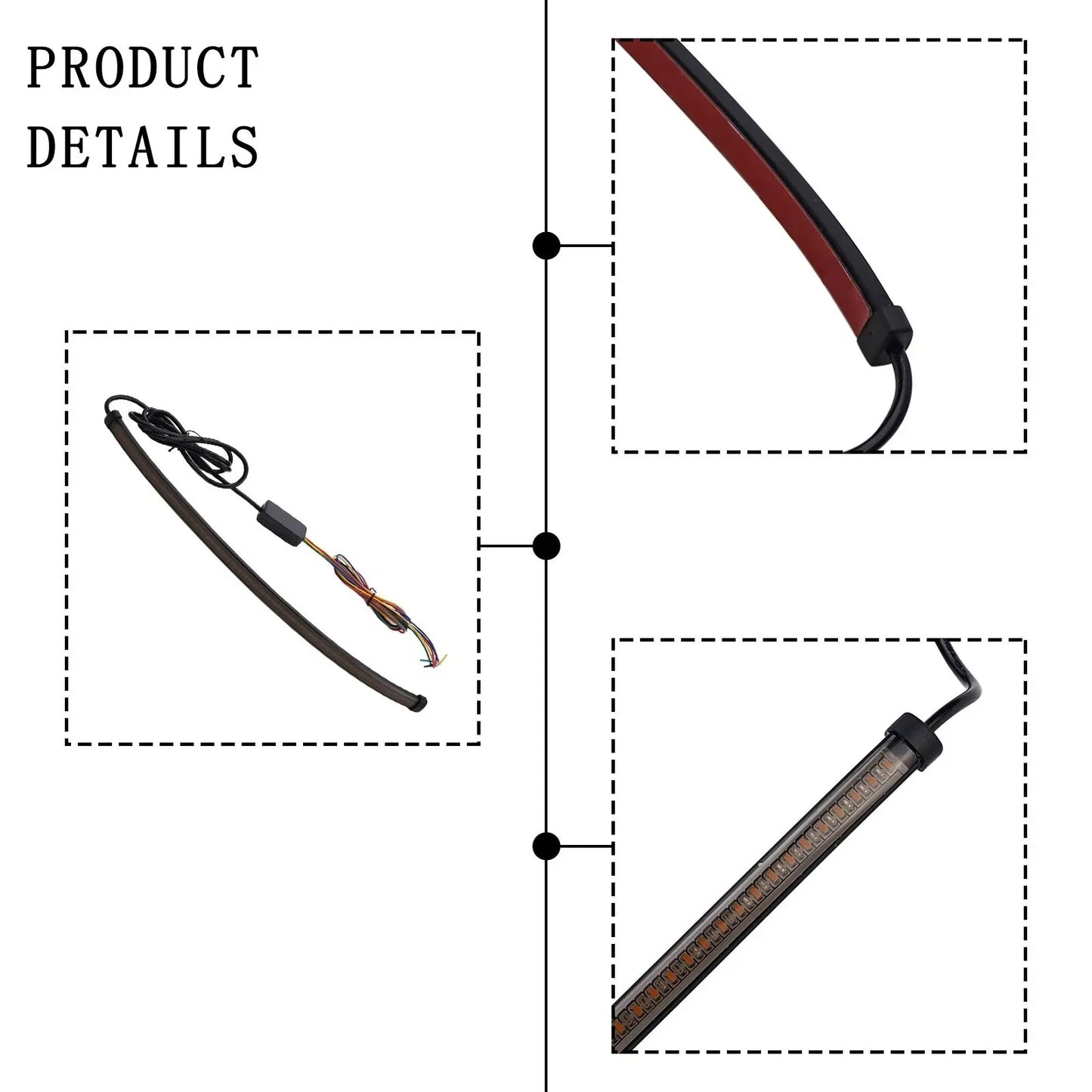 Tail Light 30CM LED Sequential Brake Strip for Motorcycle