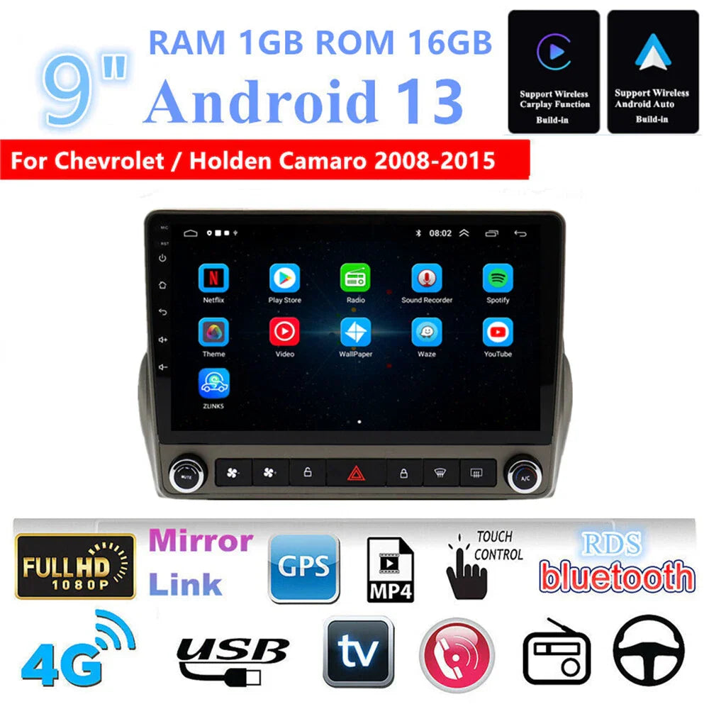 9'' Build-In Wireless Carplay Android GPS for Holden Camaro (2008-2015)