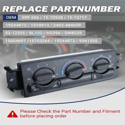 AC Control Panel Climate Control Module for Cadillac Escalade, Silverado (2002-2006)